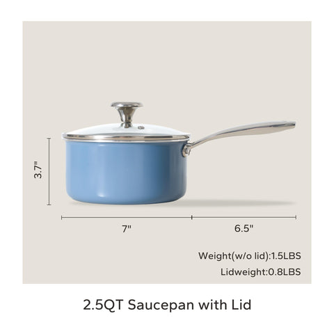 Redchef 2.5qt pan fits small kitchens and serves 1-2 portions
