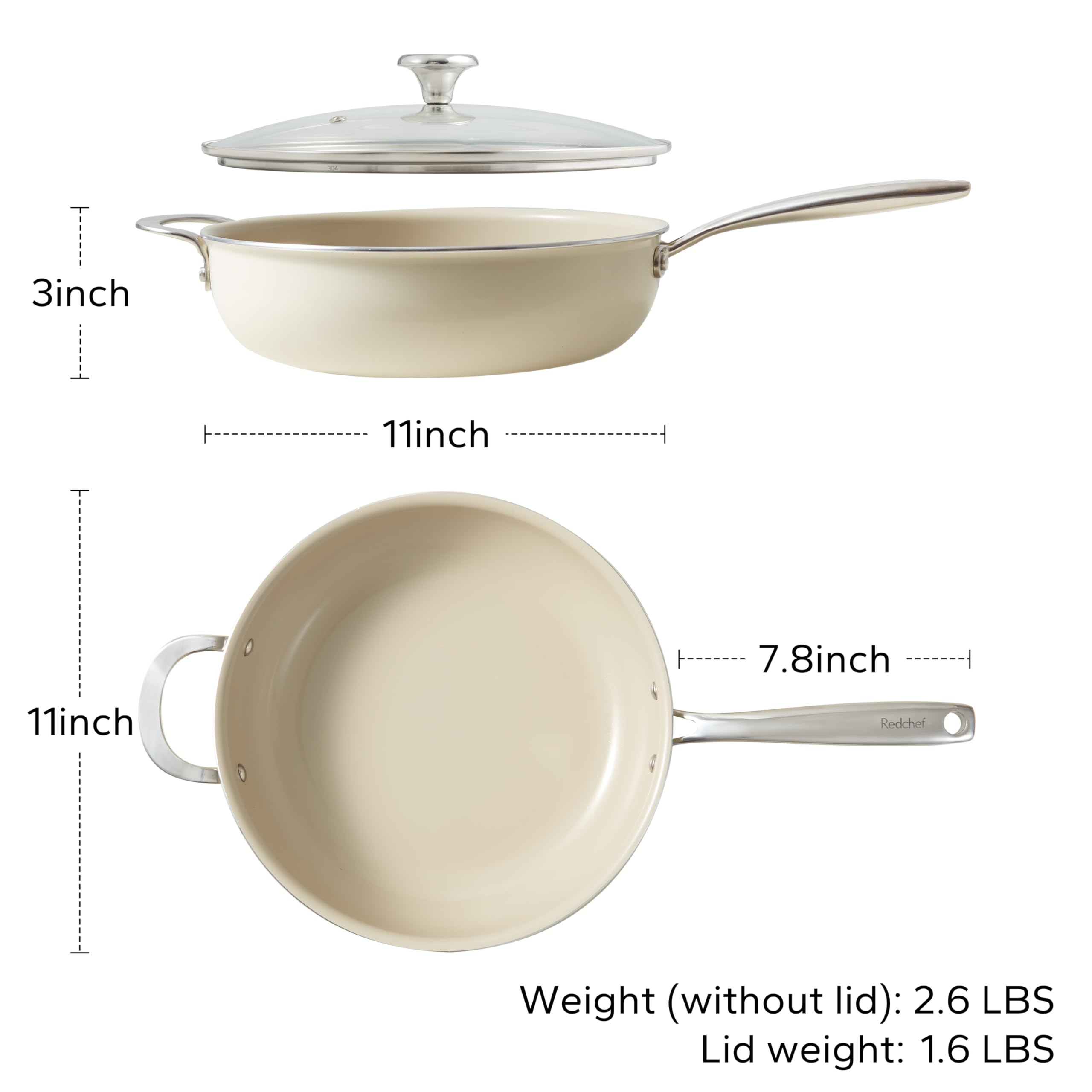Redchef family cooking scene, versatile use for sautéing and braising