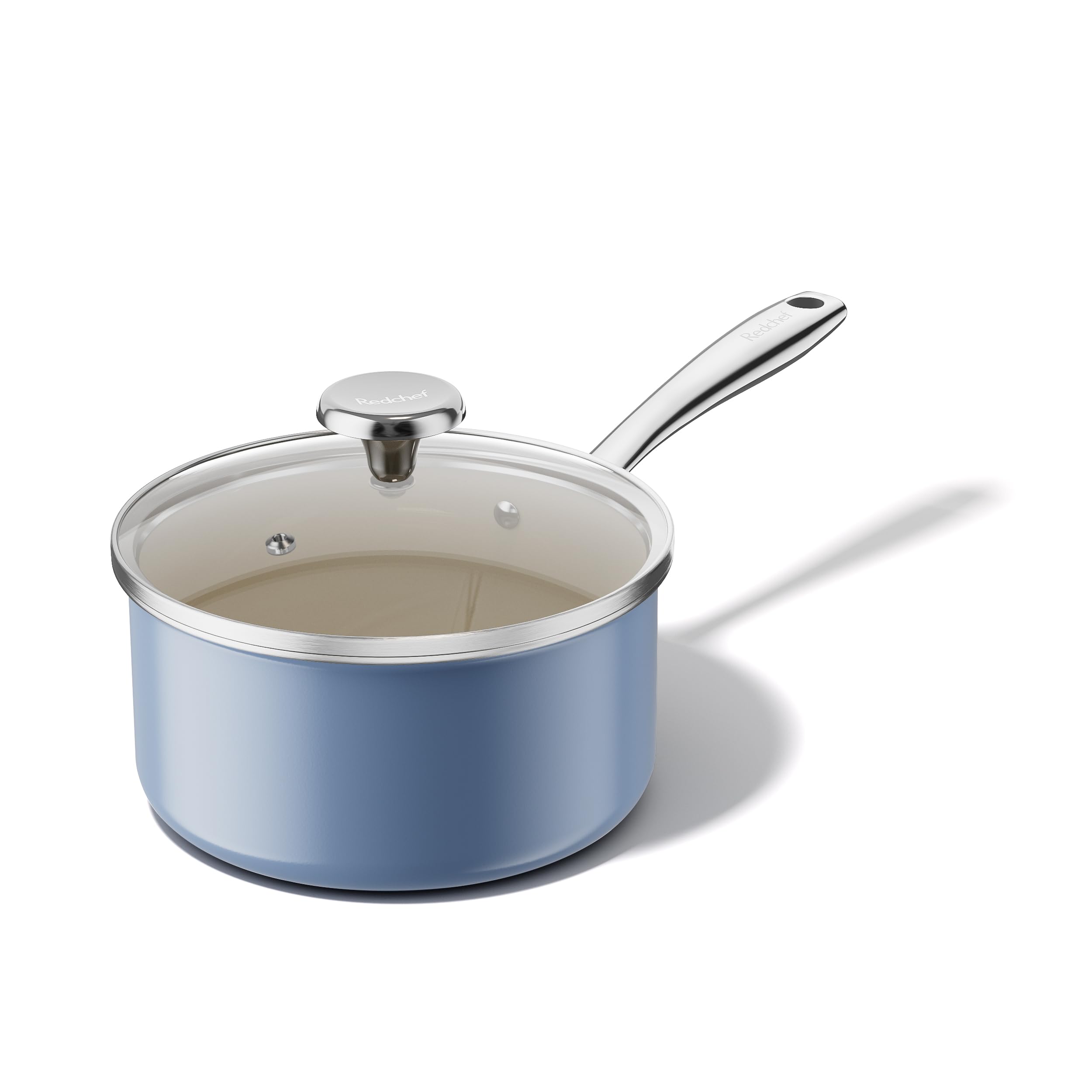 Redchef nonstick ceramic sauce pan 2.5qt with lid for easy sauce preparation