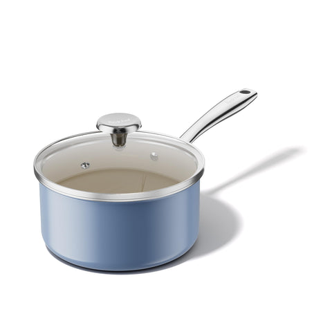 Redchef nonstick ceramic sauce pan 2.5qt with lid for easy sauce preparation