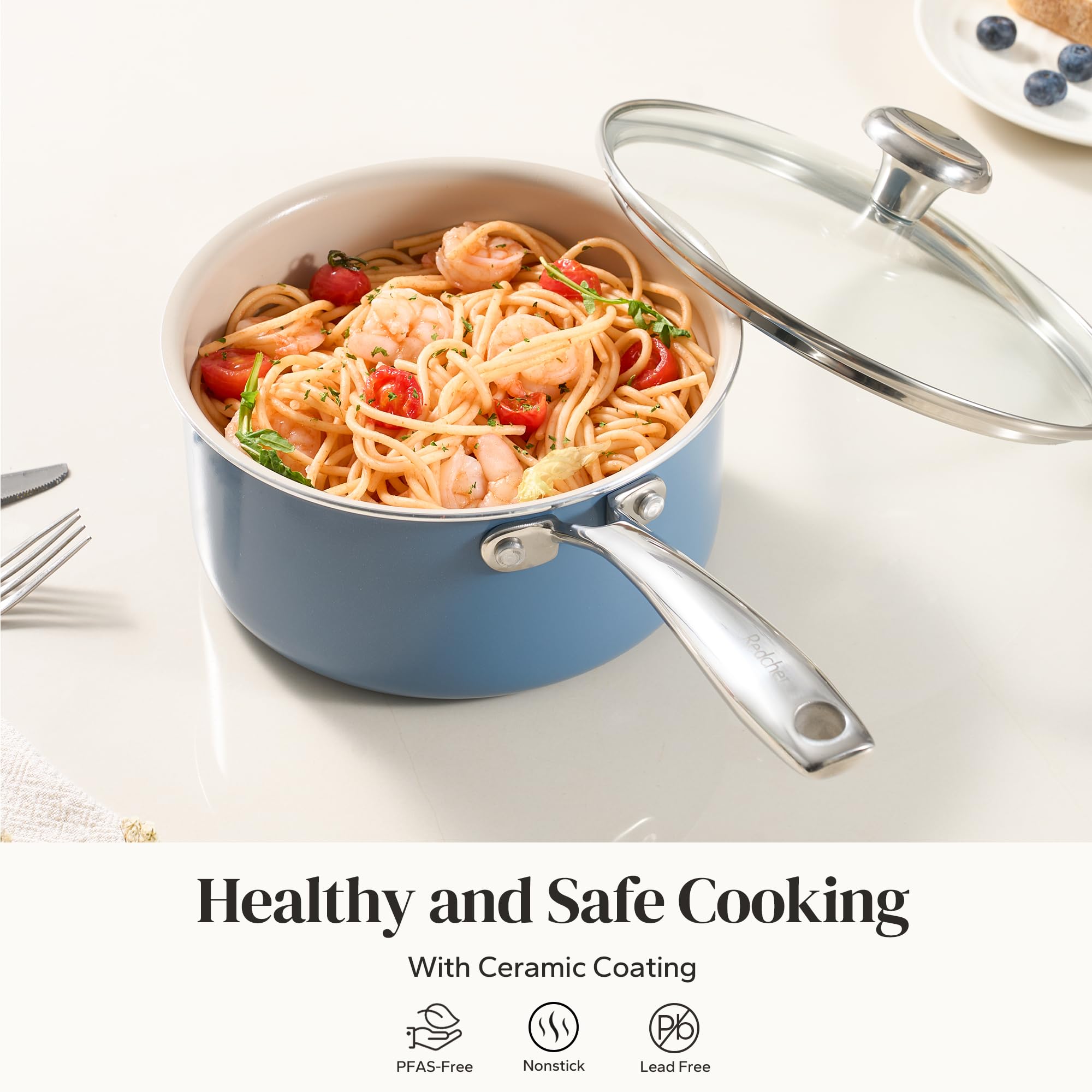 Redchef shatter-proof glass lid helps monitor progress while locking in moisture