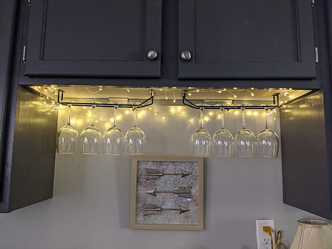 Single-row design holds four glasses per rack for tidy storage.
