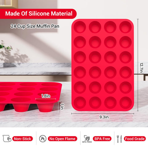 Redfly BPA-free silicone muffin pan close-up with soft, flexible surface.