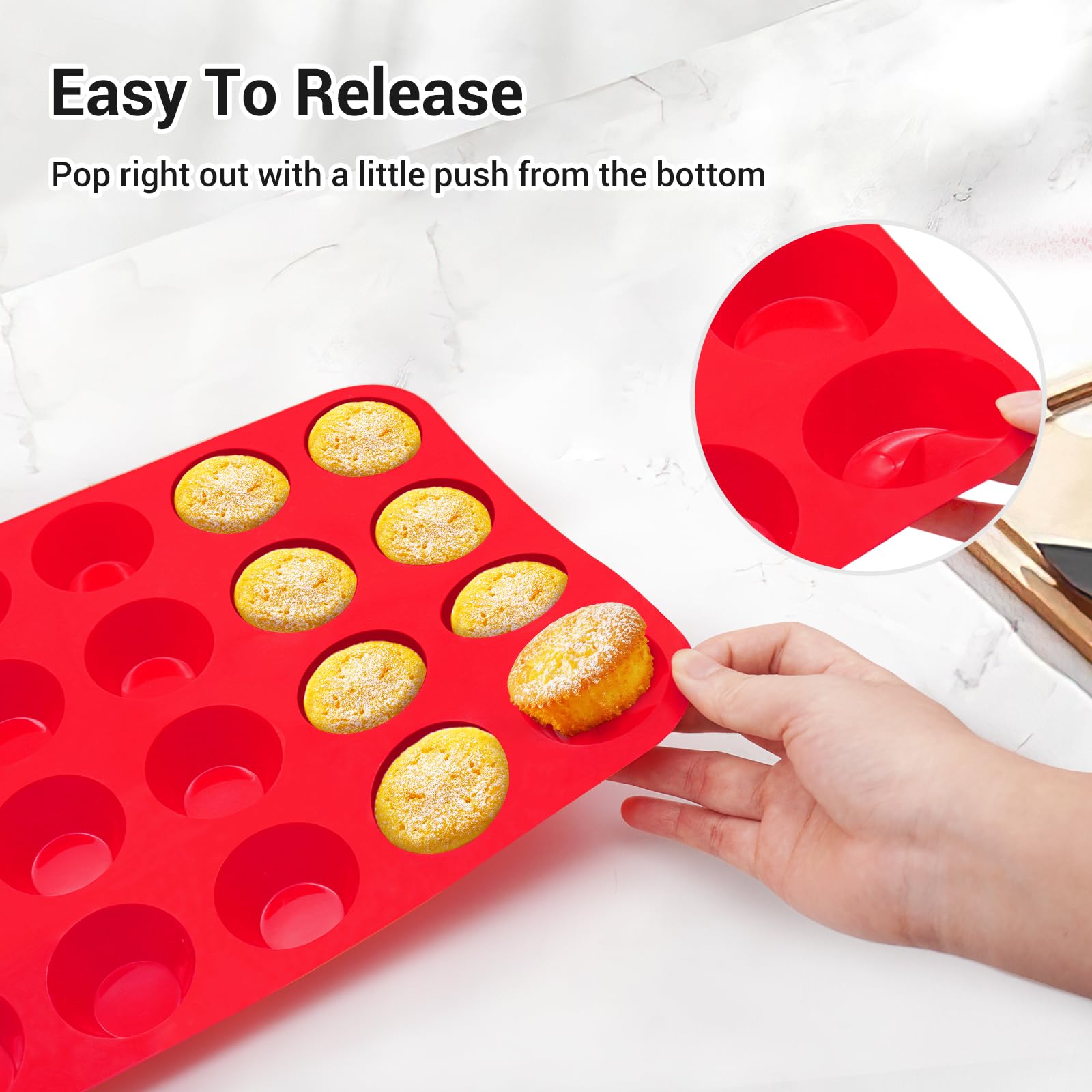 Redfly silicone muffin pan easy release with light oil for better shape.