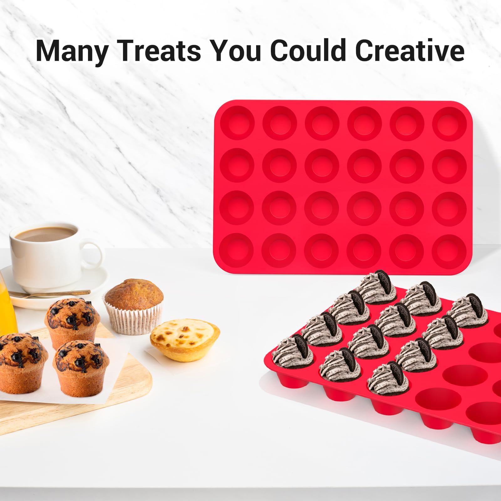 Redfly two-pack in-use image shows cupcakes and egg bites ideas.