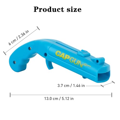 Redomm cap gun bottle opener pack shot, showcases four-piece set and compact design.
