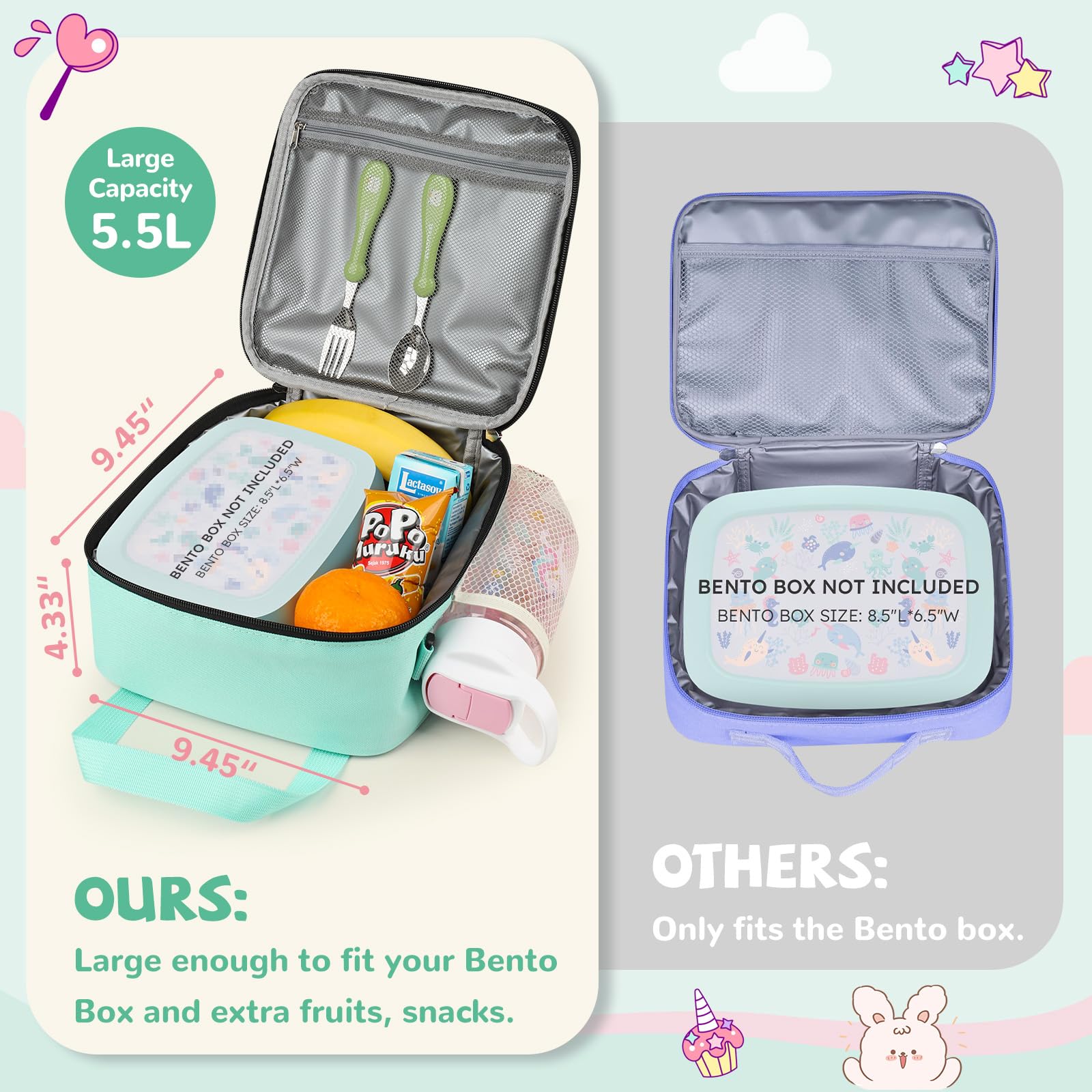 REDSHELL kids lunch bag front patch panel for personalization