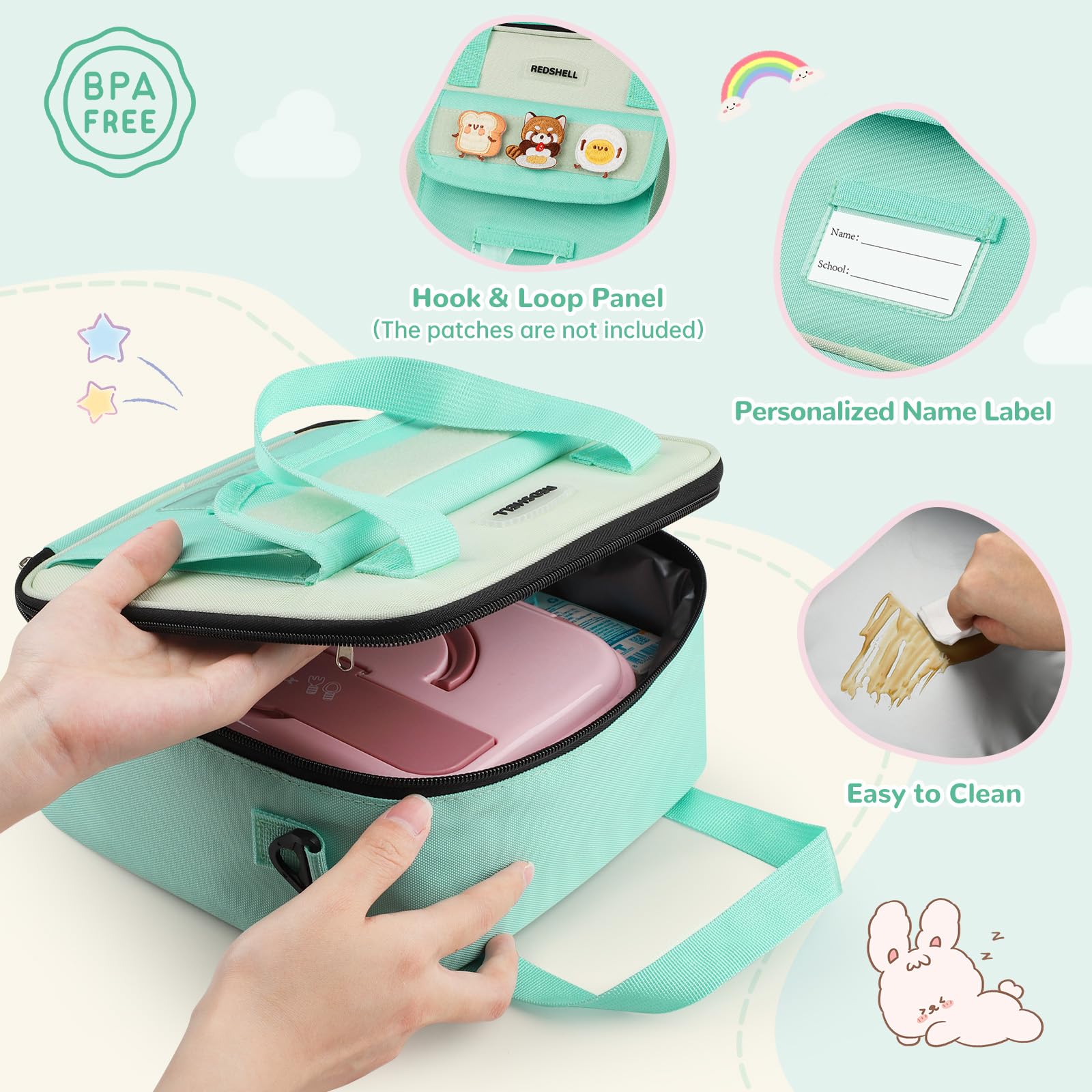 REDSHELL insulated lining preserves temperature for meals on the go