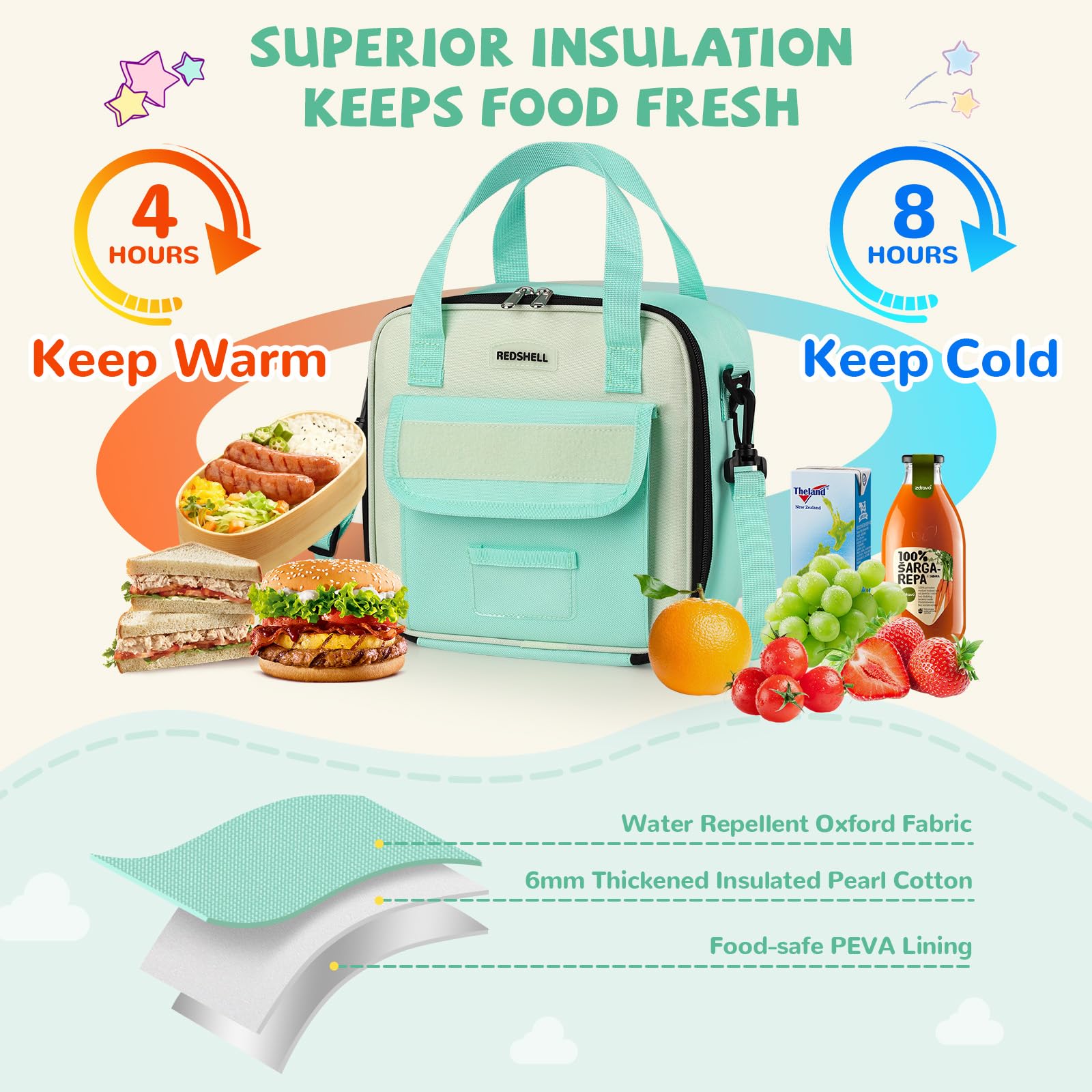 REDSHELL lunch bag with adjustable 47-inch strap for versatile carrying