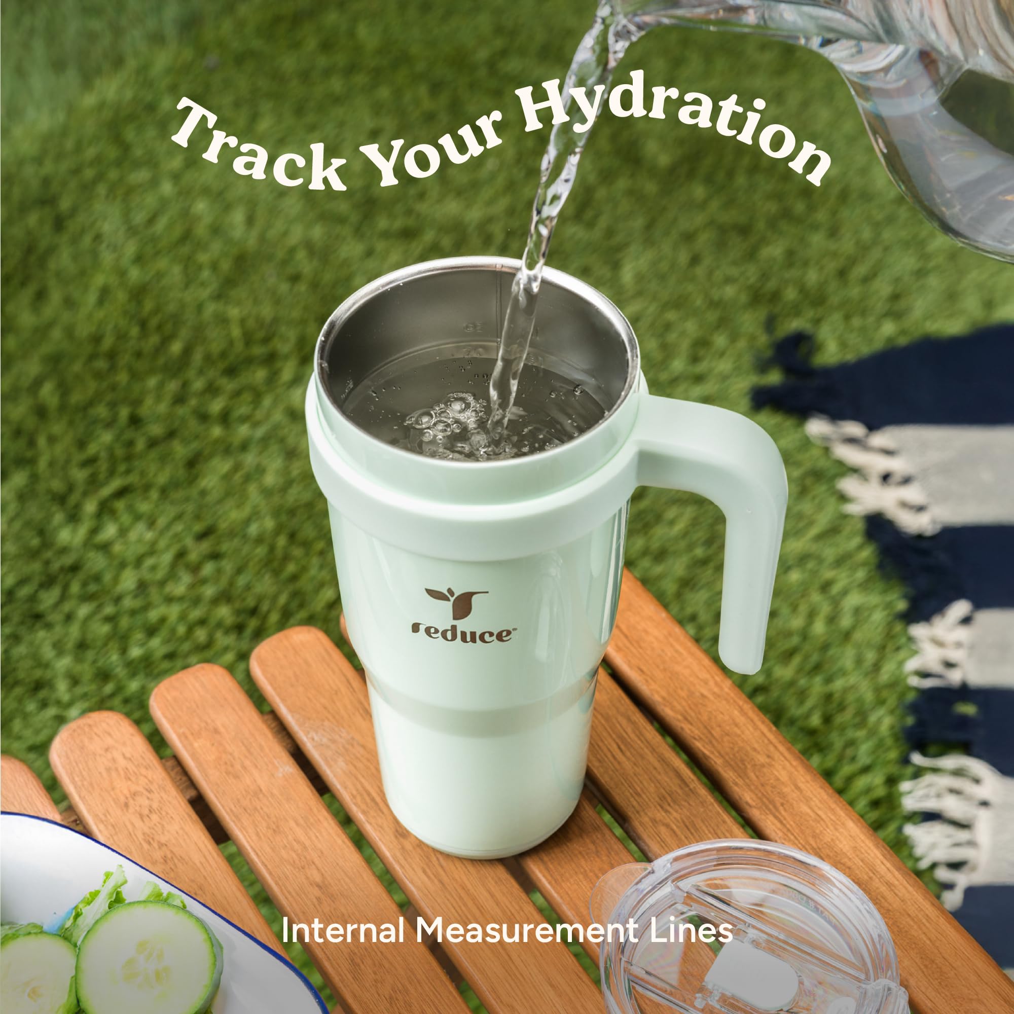 REDUCE 24oz ounce markings help track hydration precisely.