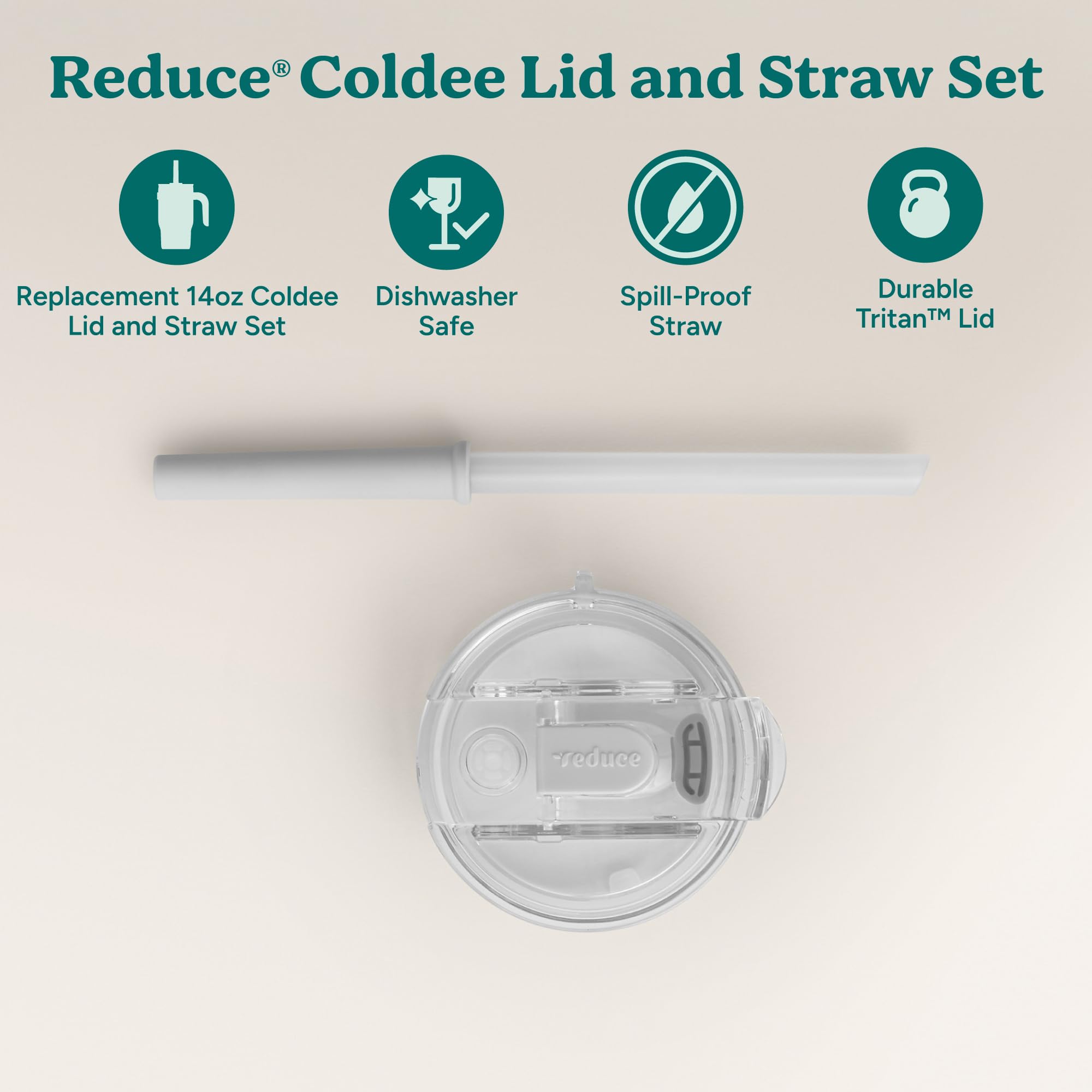 Reduce Coldee 2.0 straw, transparent design for easy cleaning and sipping.
