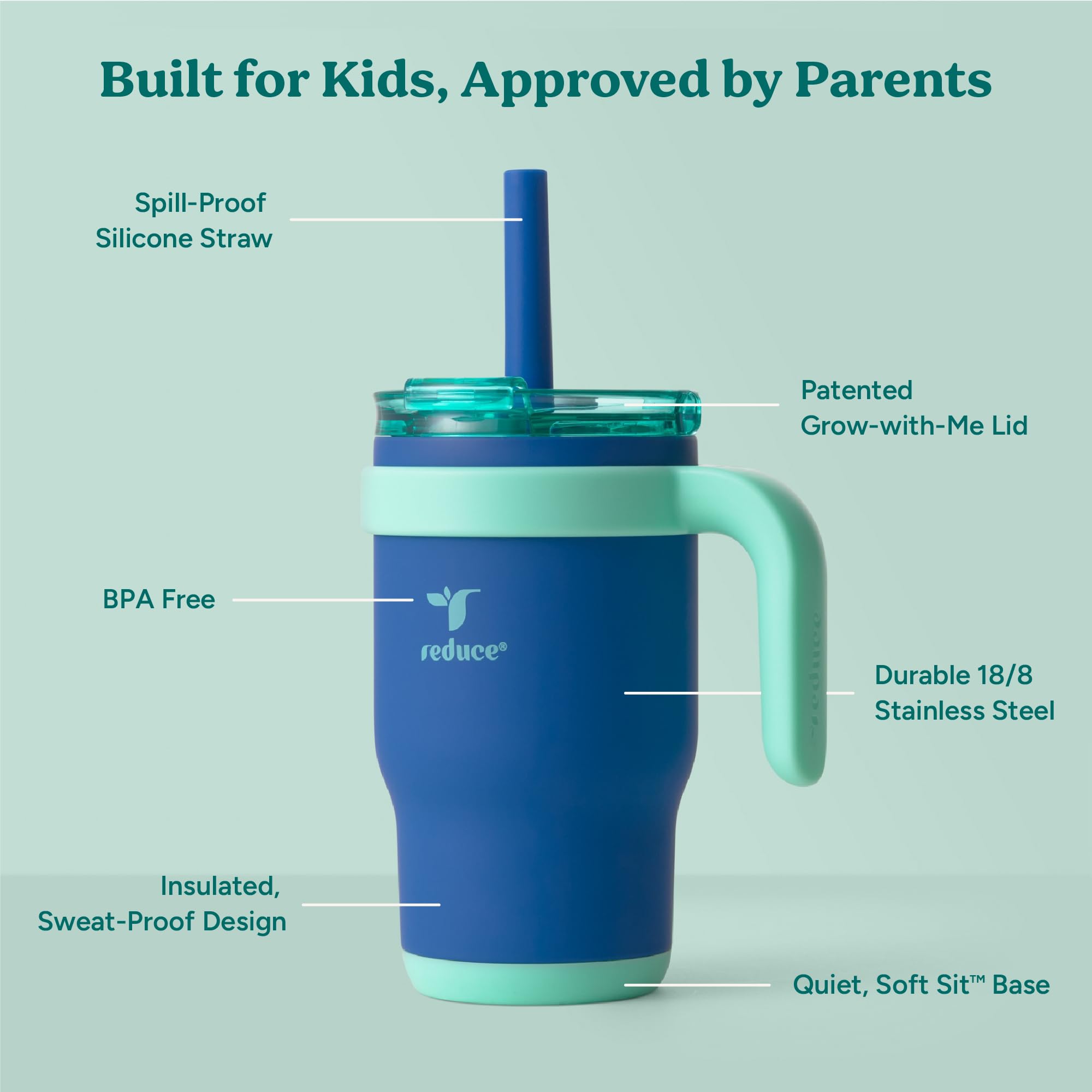 REDUCE Coldee 3-in-1 lid supports sipping, drinking, or gulping on the go