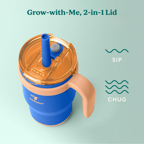 REDUCE Coldee tumbler with handle offers easy grip for little hands.