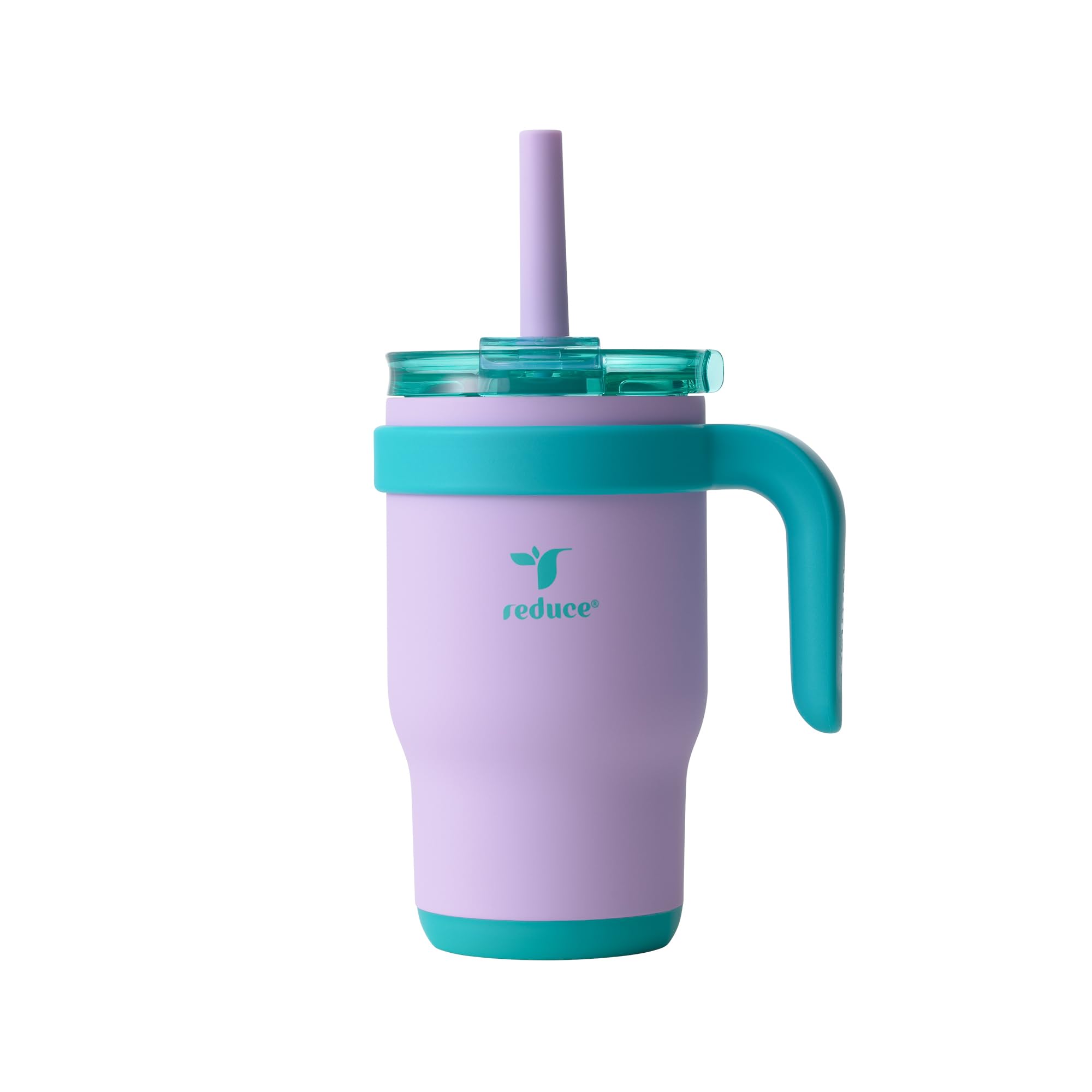 REDUCE Coldee kids tumbler with lid and straw, purple mermaid, spill-proof for mess-free travel.