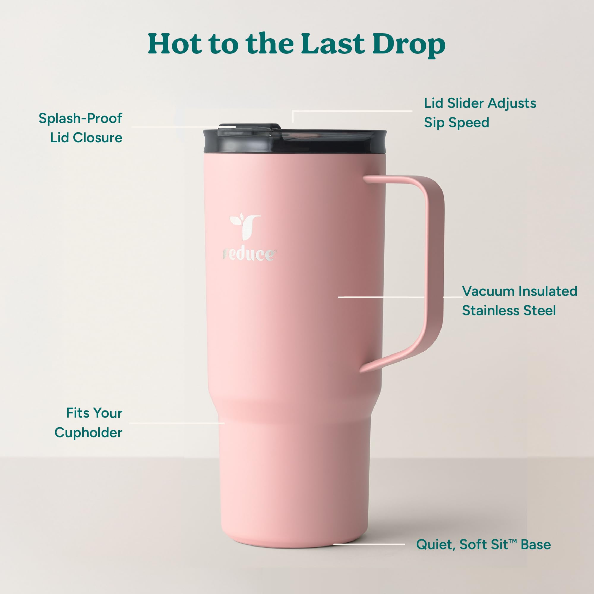 REDUCE Hot1 mug fits in a cupholder for convenient travel