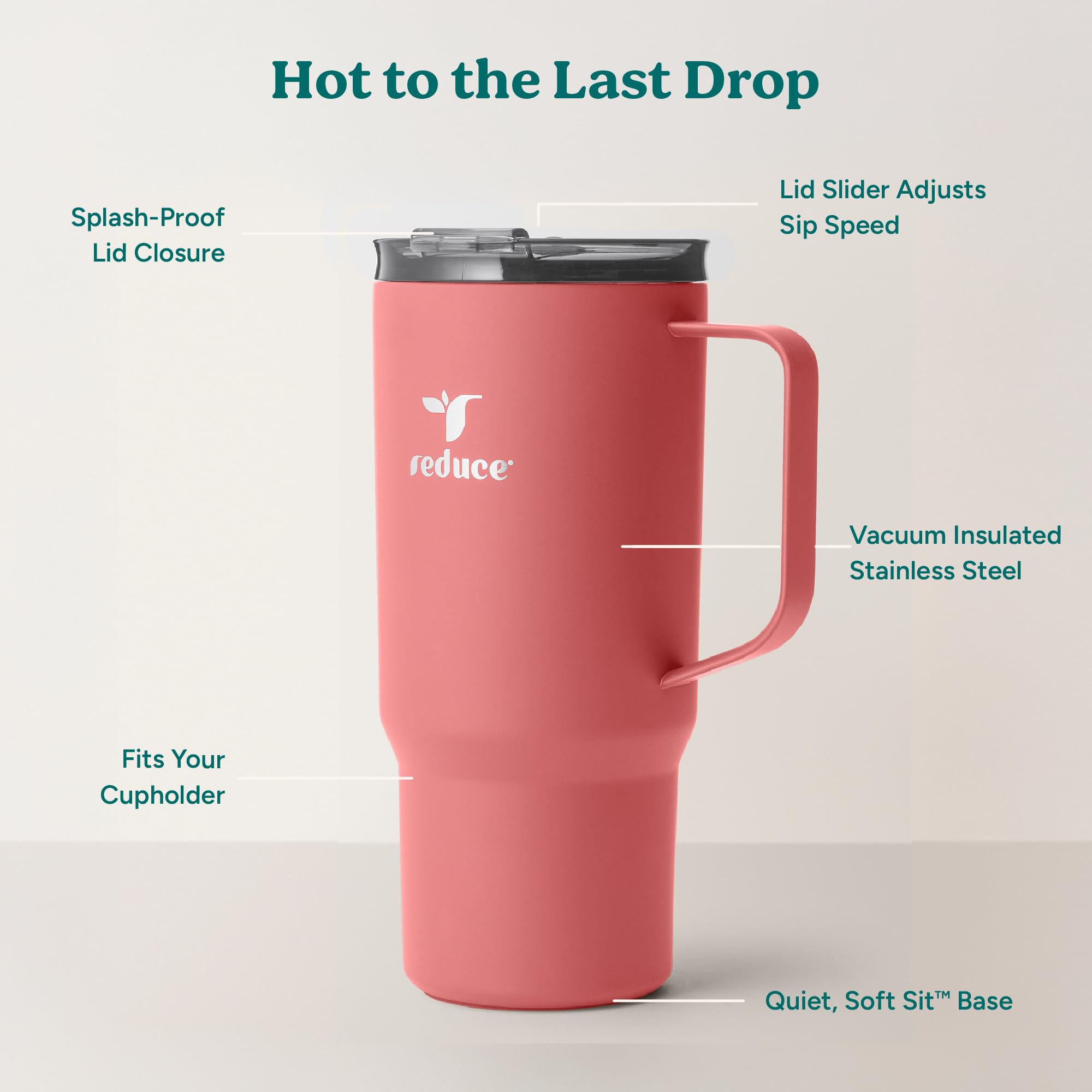 REDUCE hot1 mug made of 18-8 stainless steel for durable, rust-resistant performance.