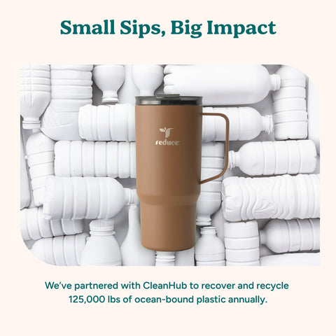 REDUCE Hot1 mug held during morning routine emphasizes warmth