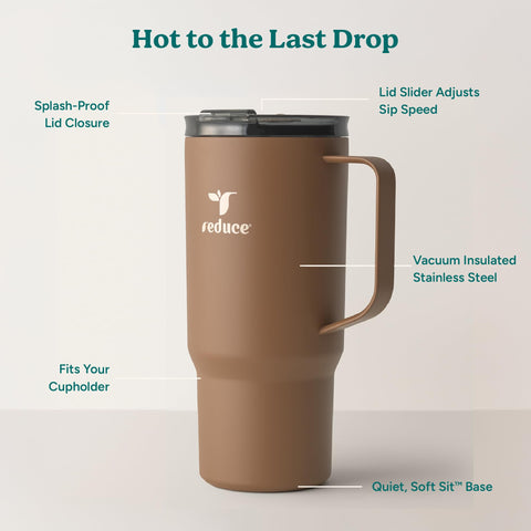 REDUCE Hot1 mug features 18/8 stainless steel and a durable 360 welded handle