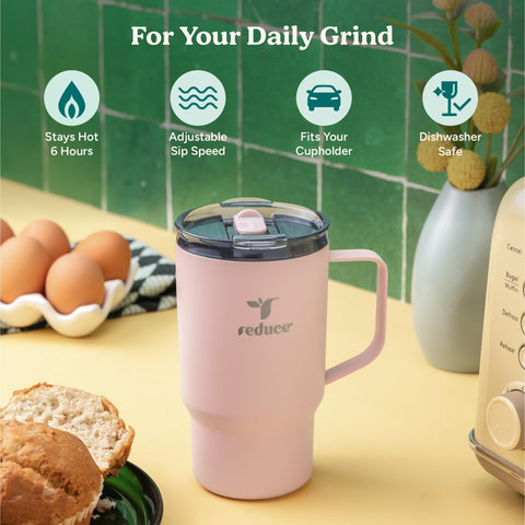REDUCE Hot1 18 oz mug fits most cupholders for quick trips