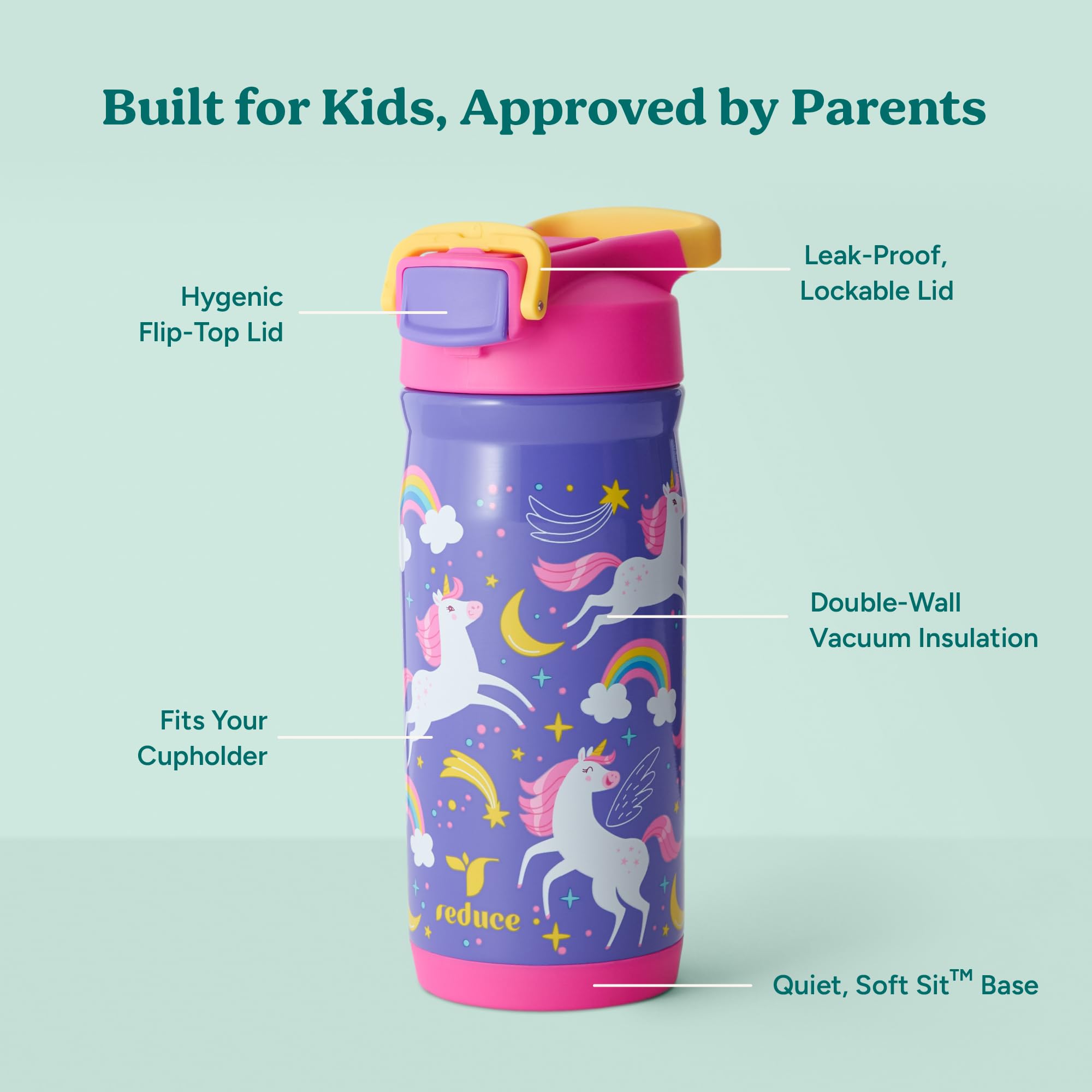 Reduce Hydrate Pro Kids bottle keeps drinks cold for up to 30 hours.