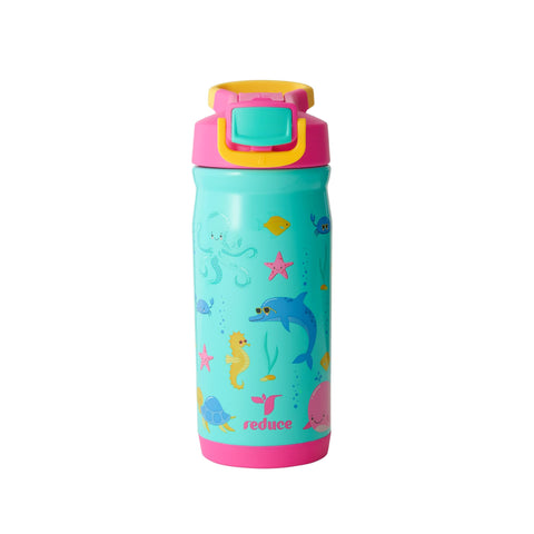 REDUCE Hydrate Pro Kids 14oz bottle front view keeps drinks cool during school days.