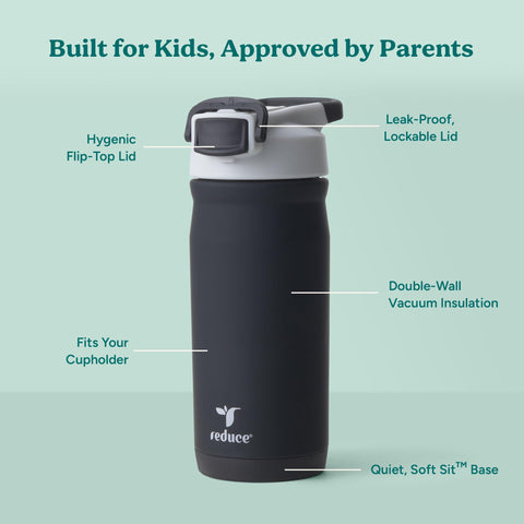 Moon Rock finish with secure lid and triple lock to prevent spills.