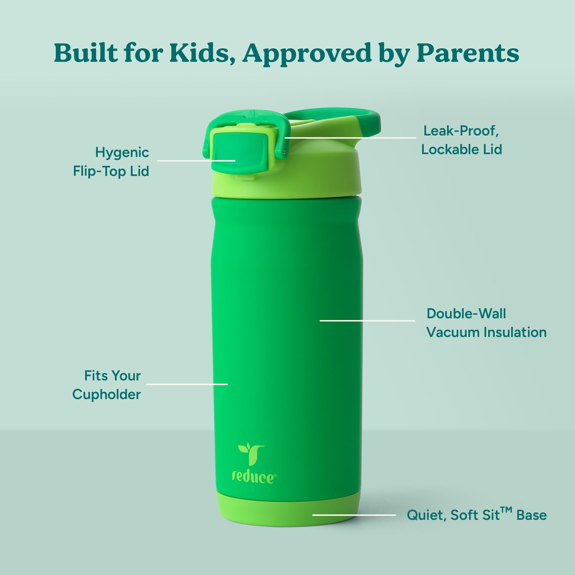 REDUCE Hydrate Pro Kids bottle side view showing compact footprint.