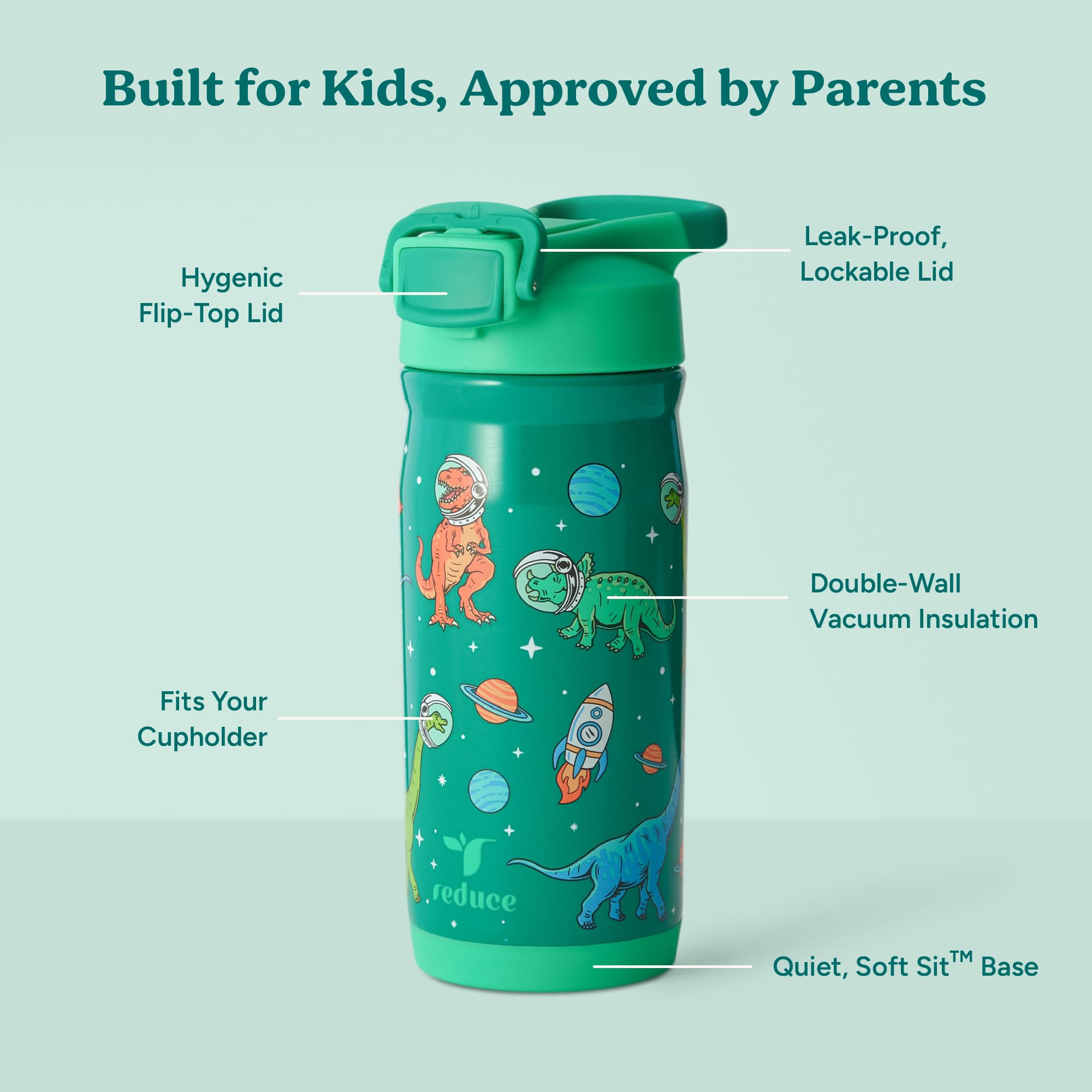 REDUCE Hydrate Pro Kids bottle straw close-up showing spill-proof sipping
