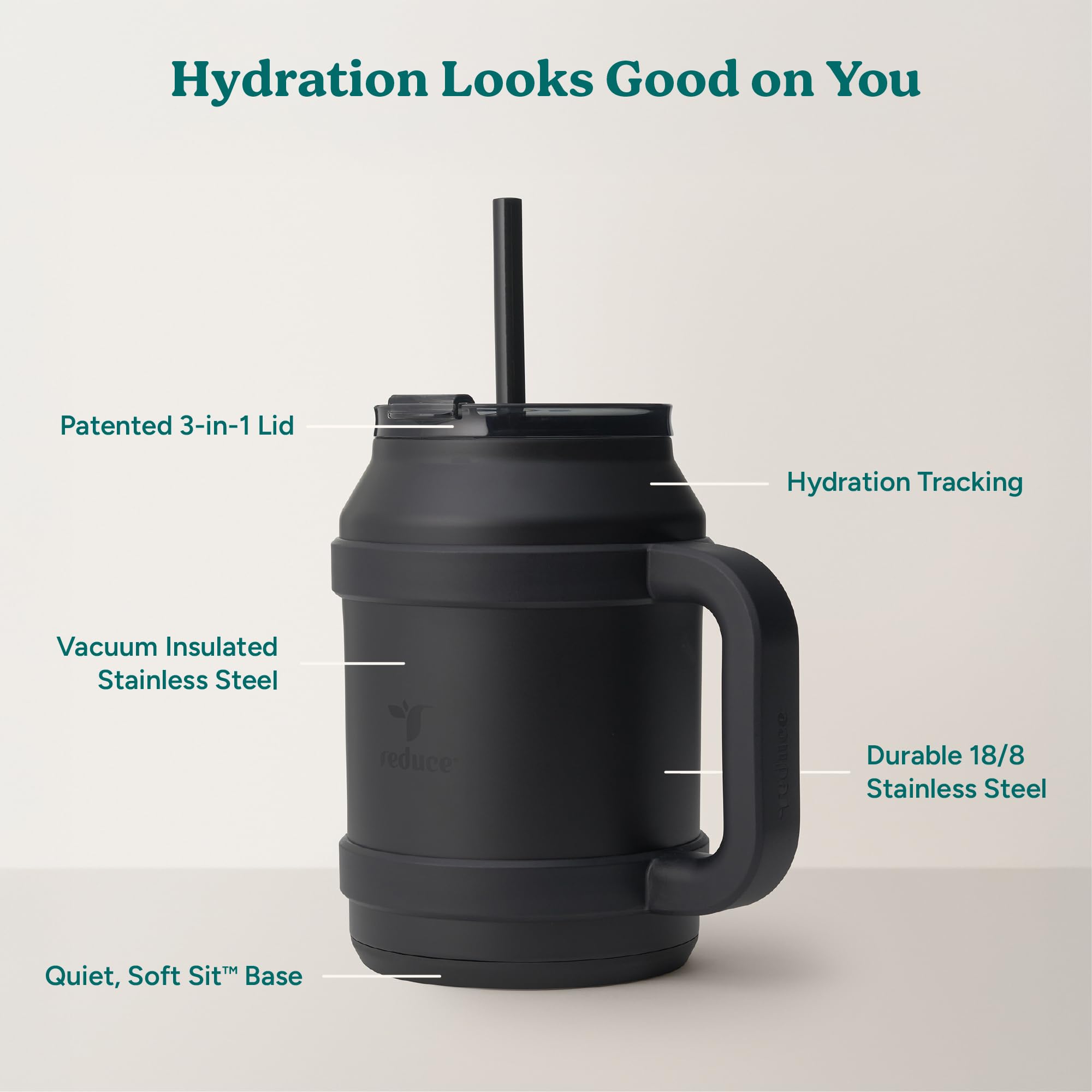 REDUCE BPA-free stainless steel ensures durable, safe hydration.
