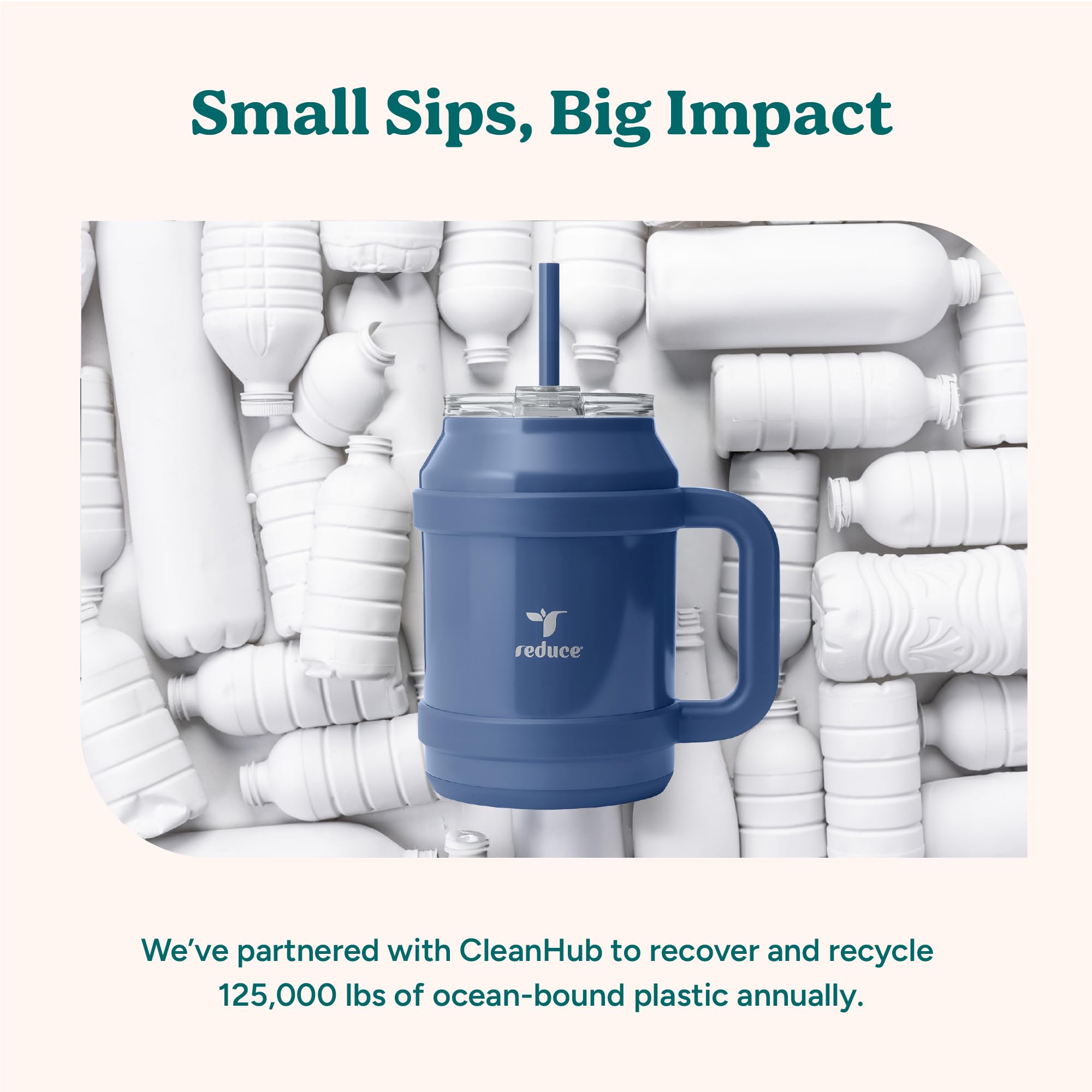 REDUCE straw-friendly design suitable for smoothies or iced beverages.