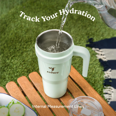 REDUCE sweat-proof lid keeps surfaces dry during hot beverages.