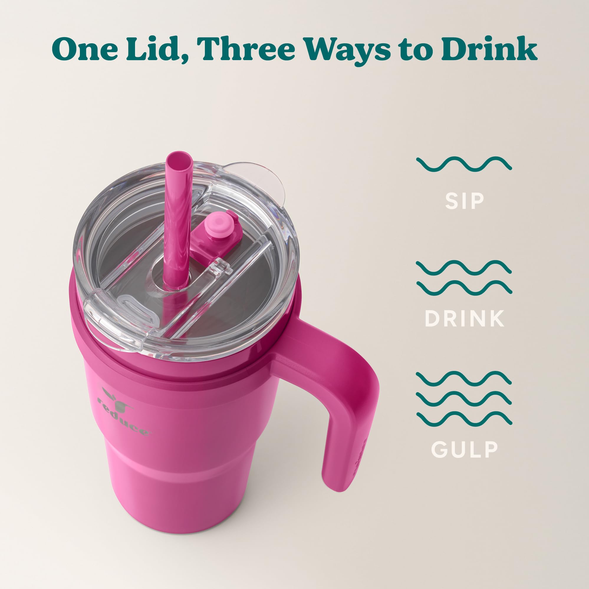 REDUCE tumbler with reusable straw for on-the-go hydration.