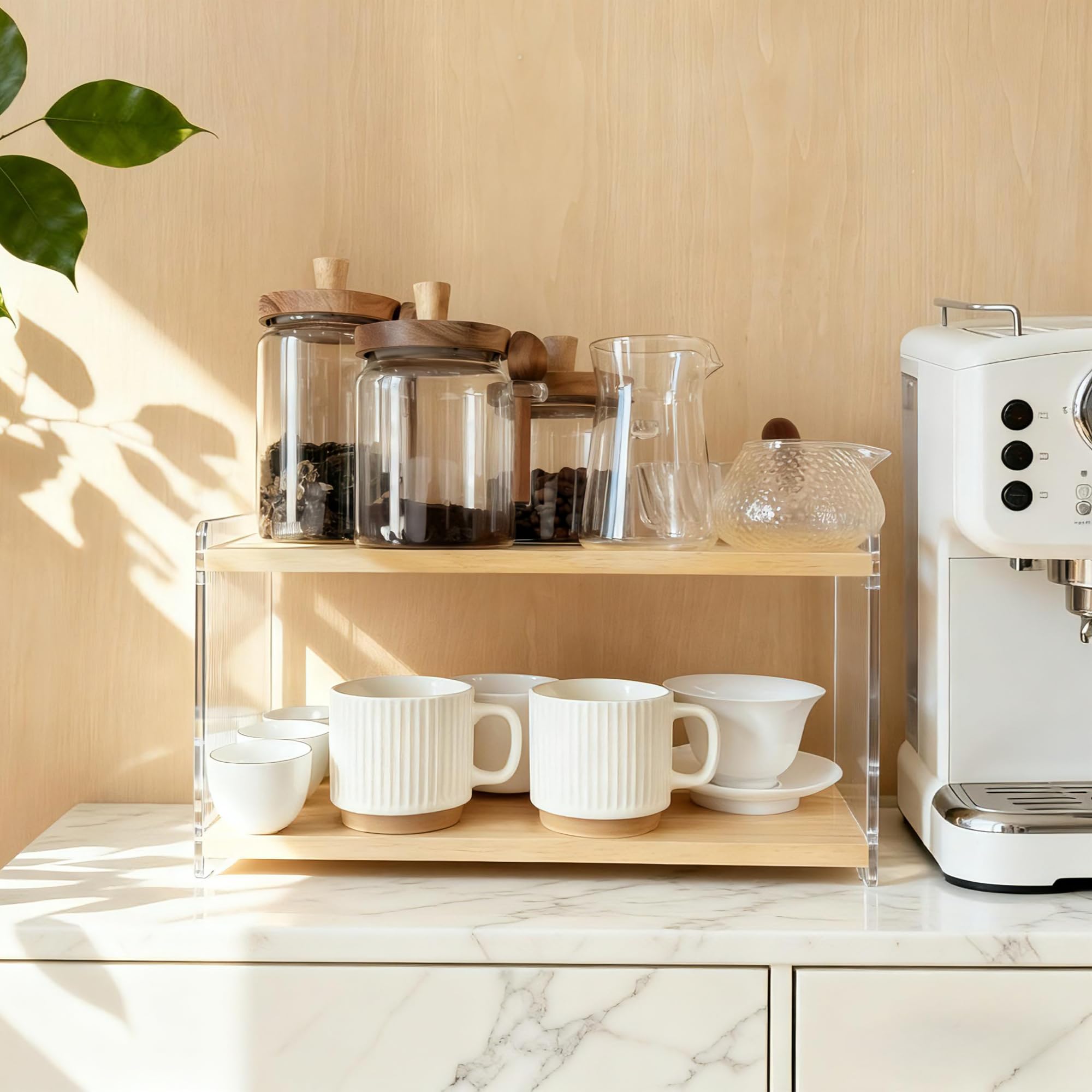 ReeGii 2-Tier organizer features raised edge to prevent tipping