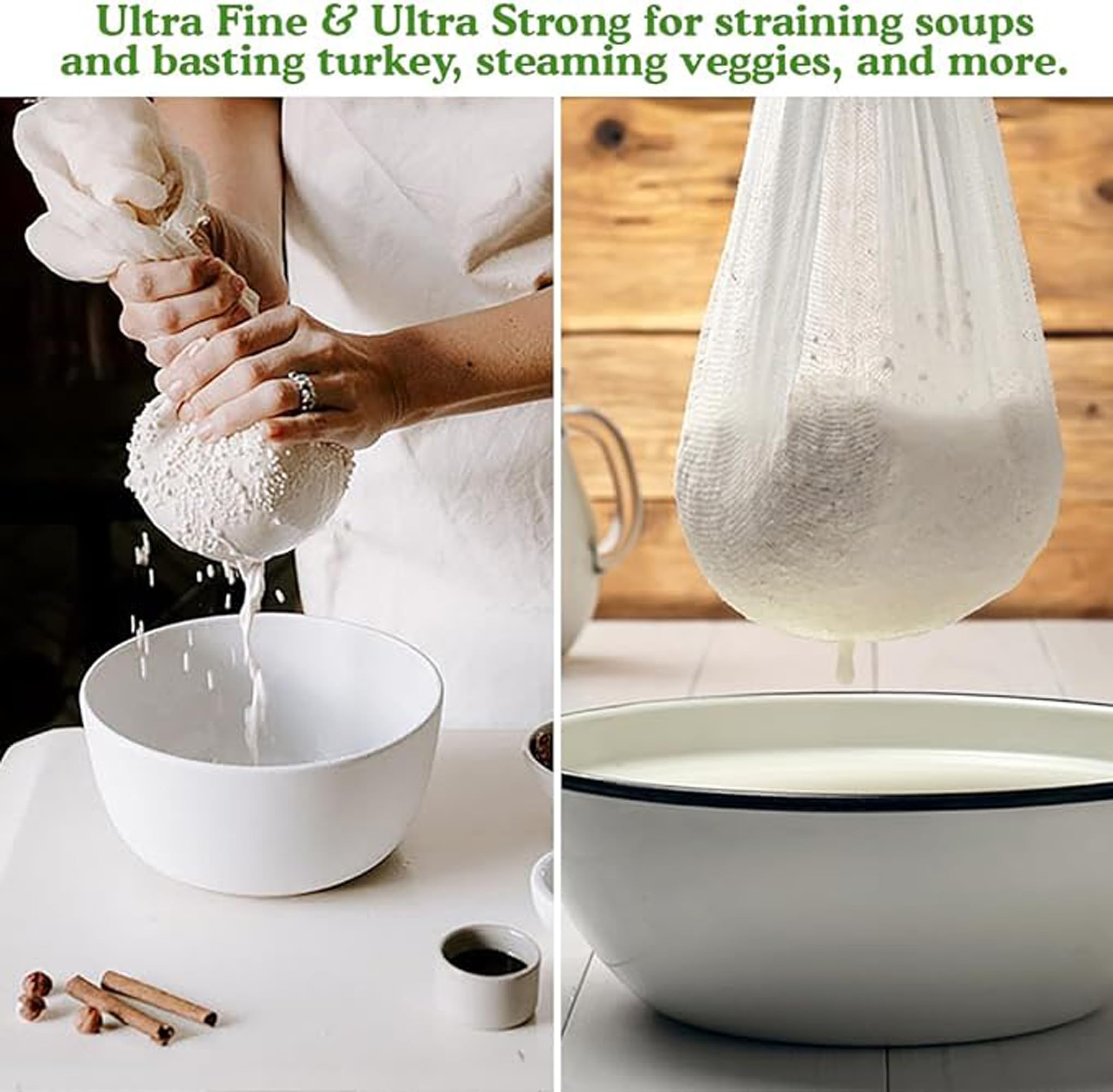 Filtration with Regency Wraps cheese cloth for clear soups and sauces