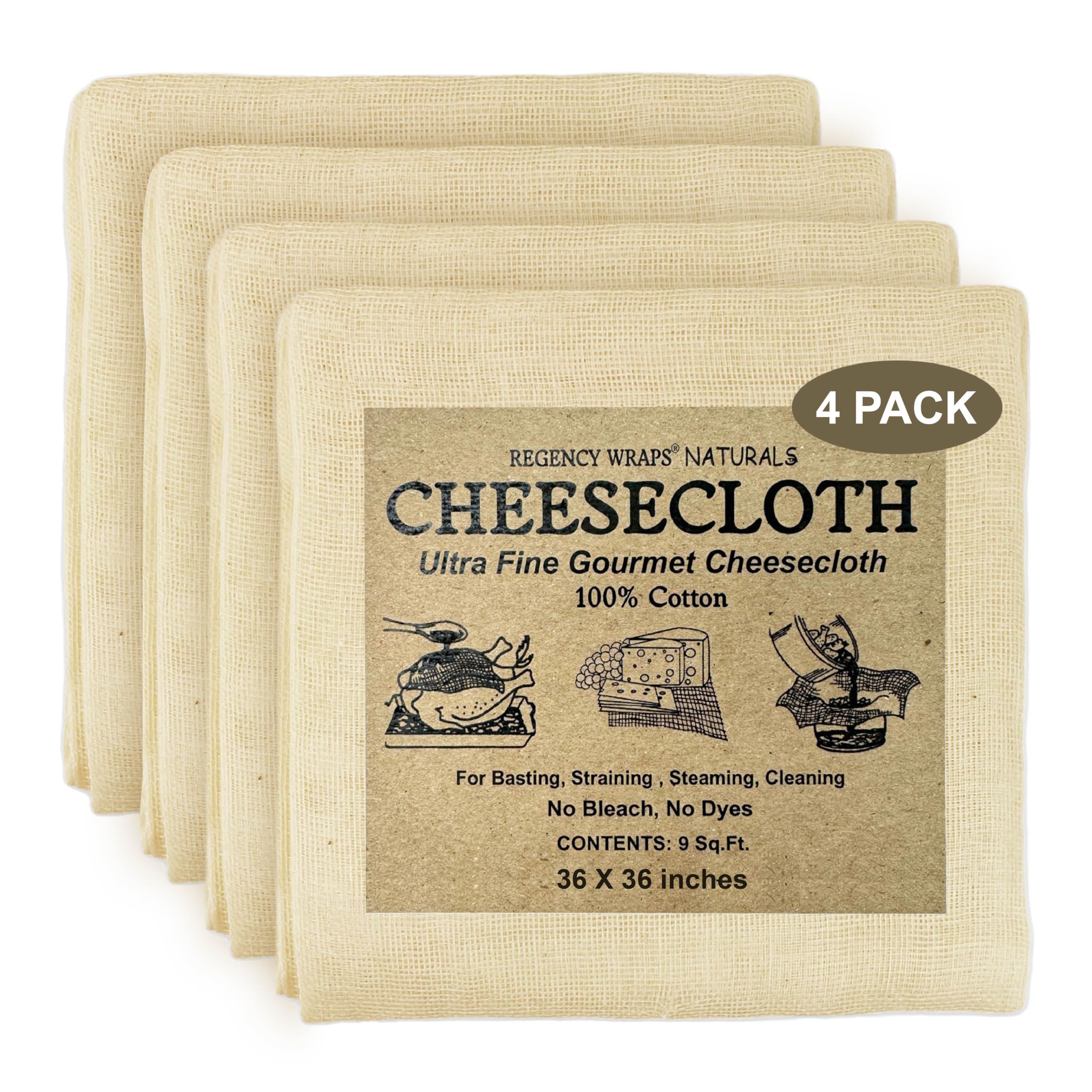 Regency Wraps ultra-fine cheese cloth four-pack for versatile straining and prep tasks