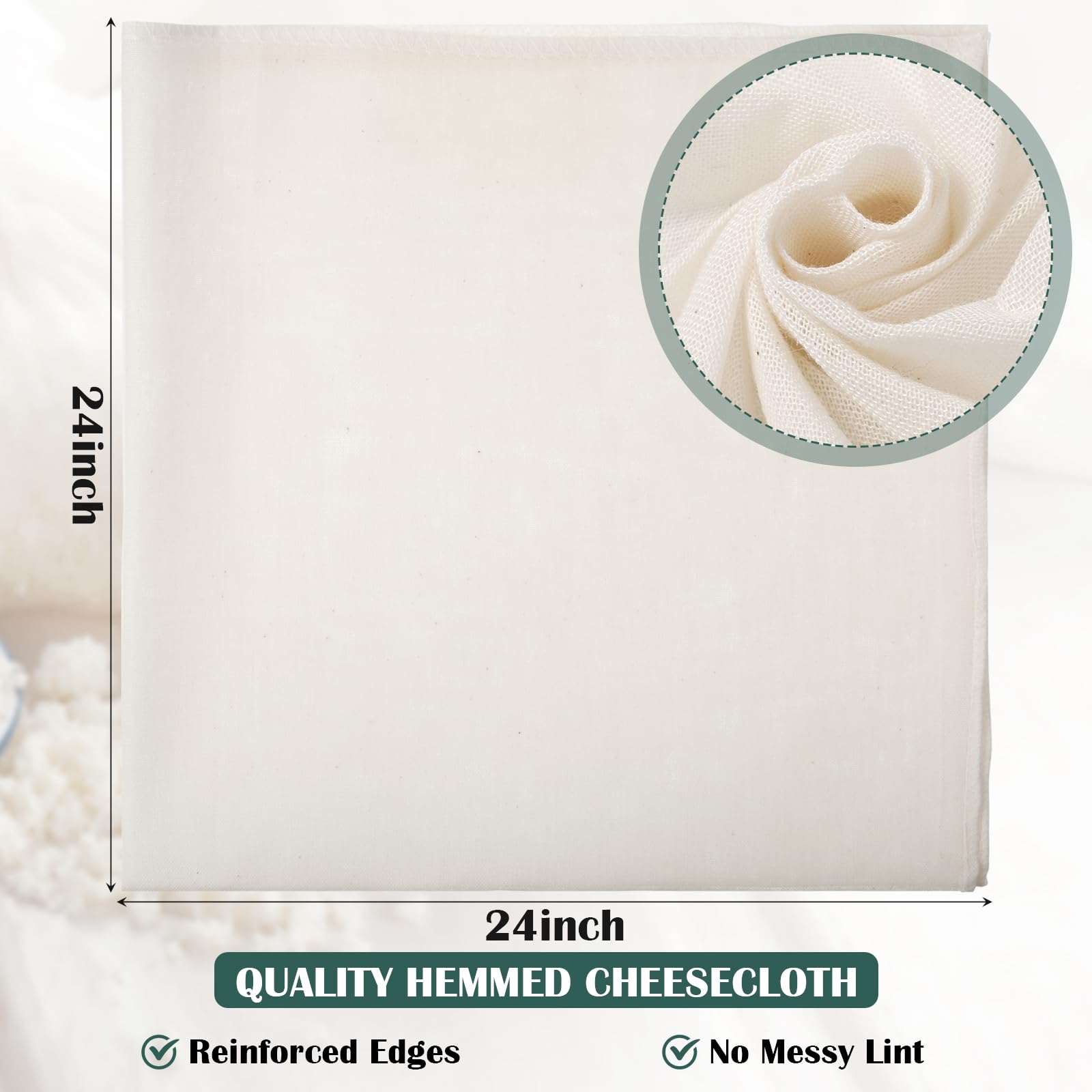 Reginary unbleached cotton cheesecloth, 50x50 cm sheets for clean filtration.