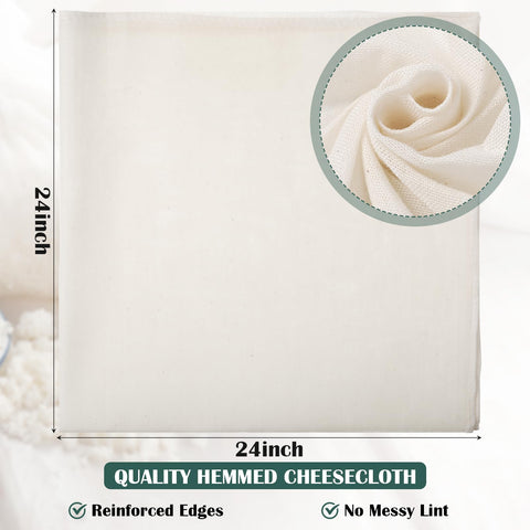 Reginary unbleached cotton cheesecloth, 50x50 cm sheets for clean filtration.
