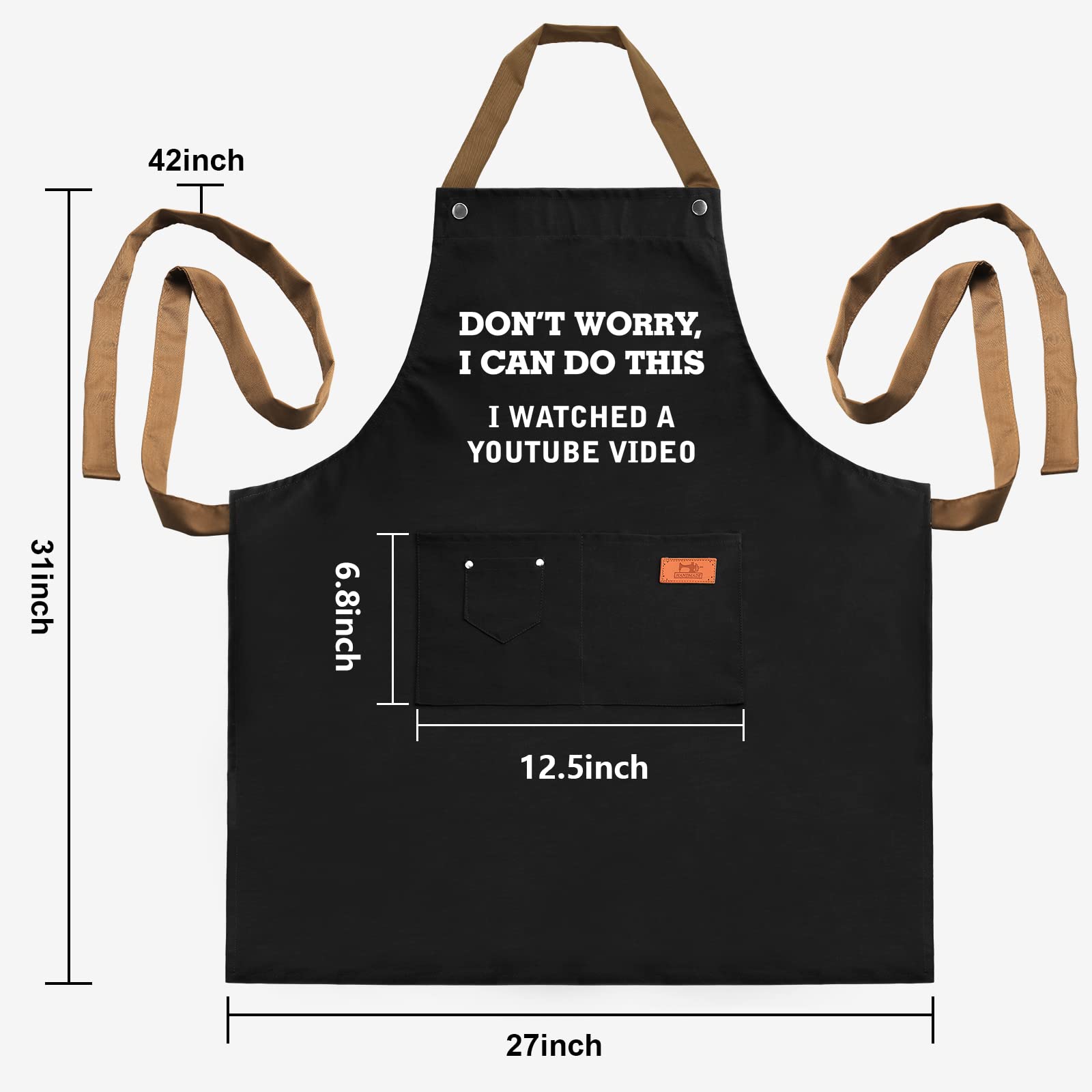 REHAVE funny gift apron back view with adjustable neck strap.