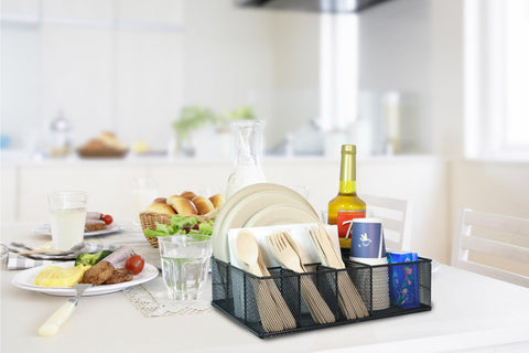 Rehuei six-compartment silverware caddy keeps utensils organized and easy to reach