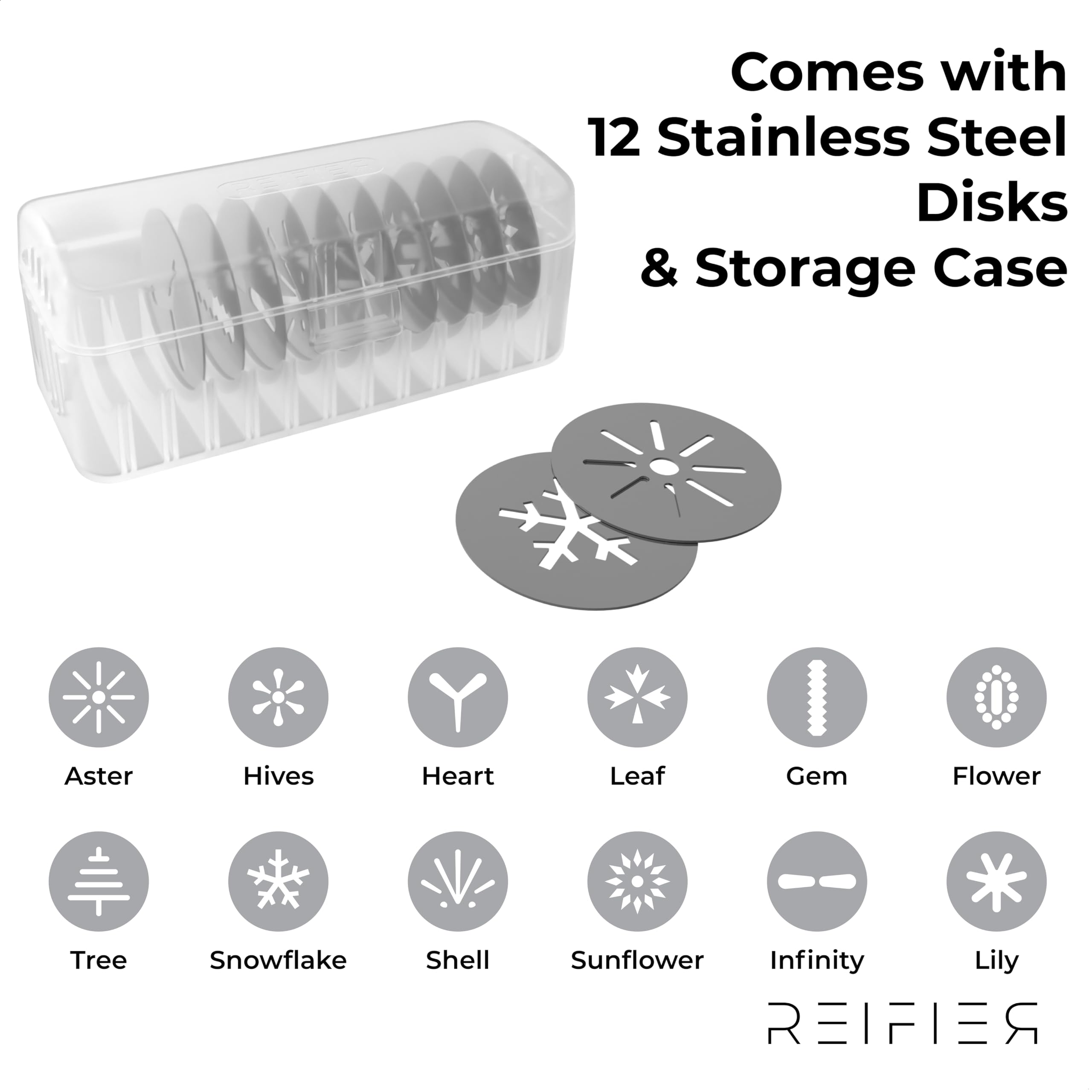 Reifier cookie press set designed for easy filling and thorough cleaning.