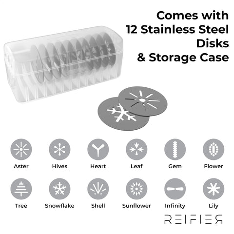 Reifier cookie press set designed for easy filling and thorough cleaning.
