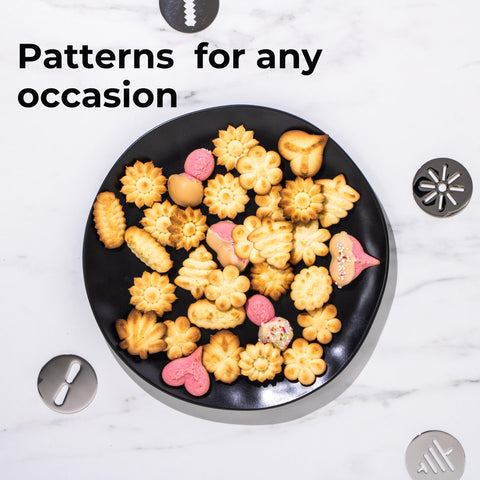 Reifier cookie press set with upgraded mechanism for easier decorating.