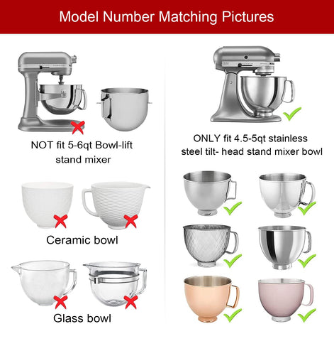 Reikame compatibility lid fits KitchenAid K45SS and KSM series mixers securely
