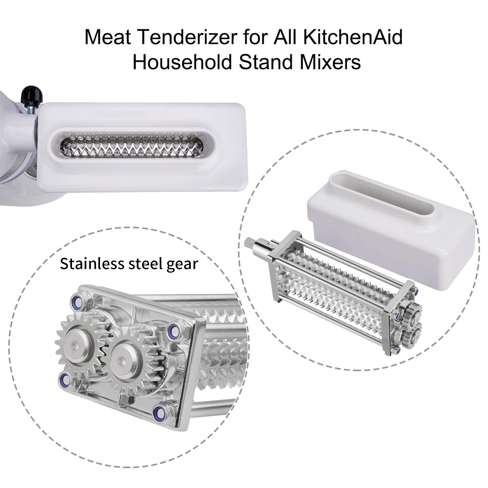 Tenderized meat prep with Reikame attachment ready for marinades.