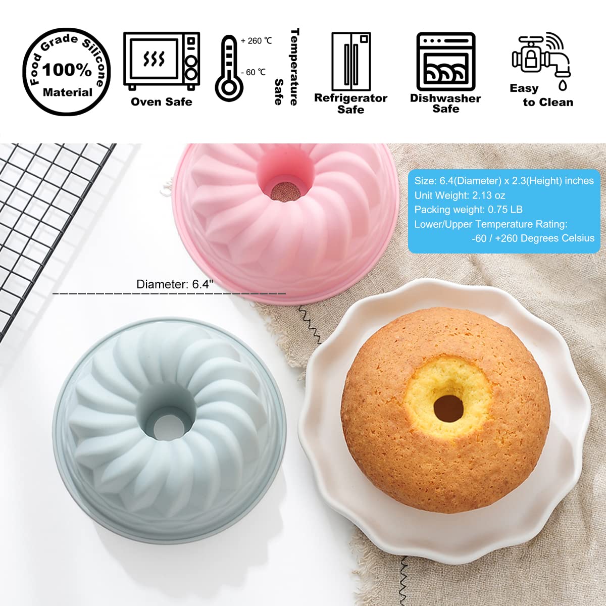 REKIDOOL silicone non-stick surface enables easy release after baking.