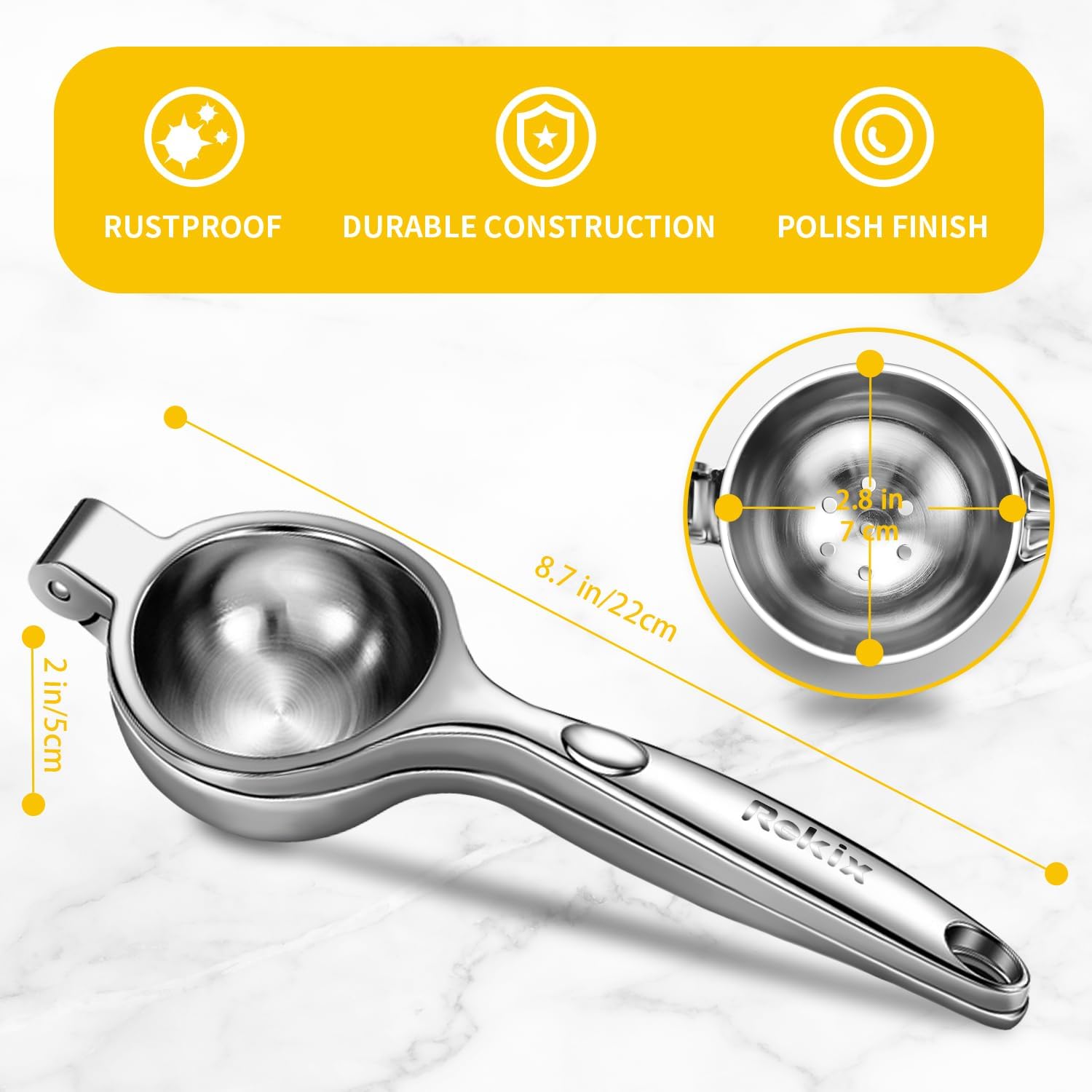 Rekix heavy-duty metal juicer for durable citrus squeezing