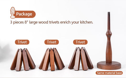 REKMO AMOY LANGYE trivets placed on a dining table to shield surfaces.