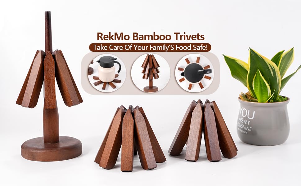 REKMO AMOY LANGYE trivet used as a teapot coaster, showcasing heat protection.