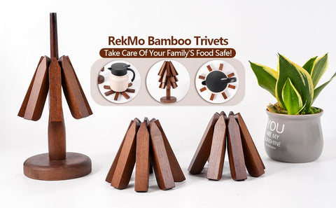 REKMO AMOY LANGYE trivet used as a teapot coaster, showcasing heat protection.