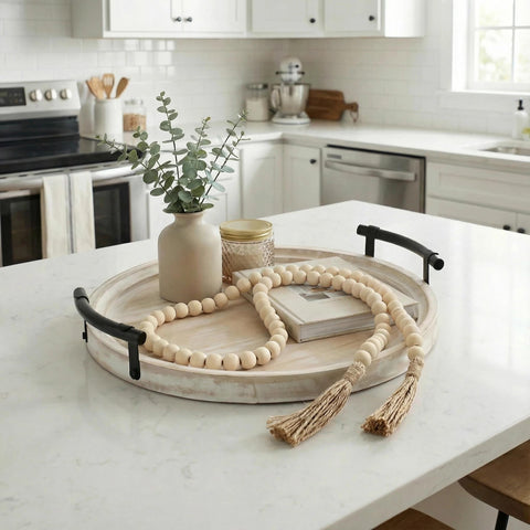 Relaxing Garden decorative tray suited for tabletops, islands, and consoles
